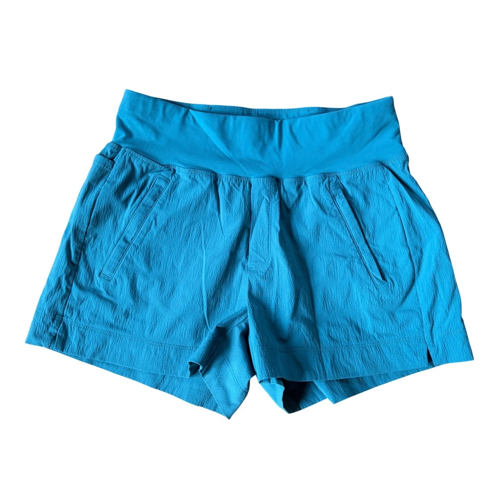 Athleta Trekkie North Shorts Womens 4 Teal Blue Hiking Travel Athletic Pockets